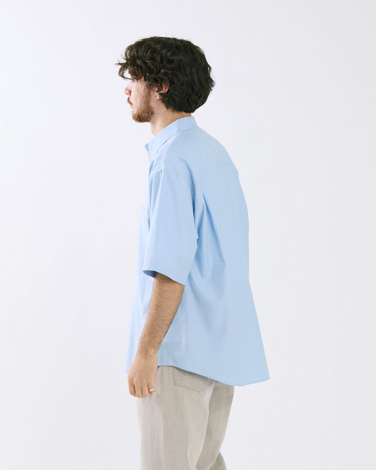 WASHED FINX TWILL BIG HALF SLEEVED SHIRT