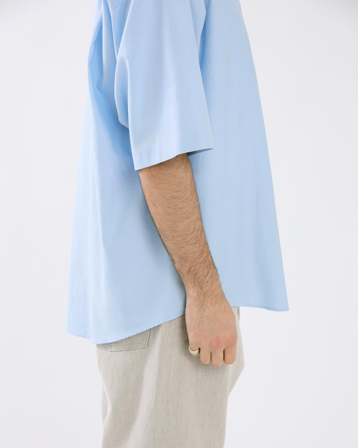 WASHED FINX TWILL BIG HALF SLEEVED SHIRT