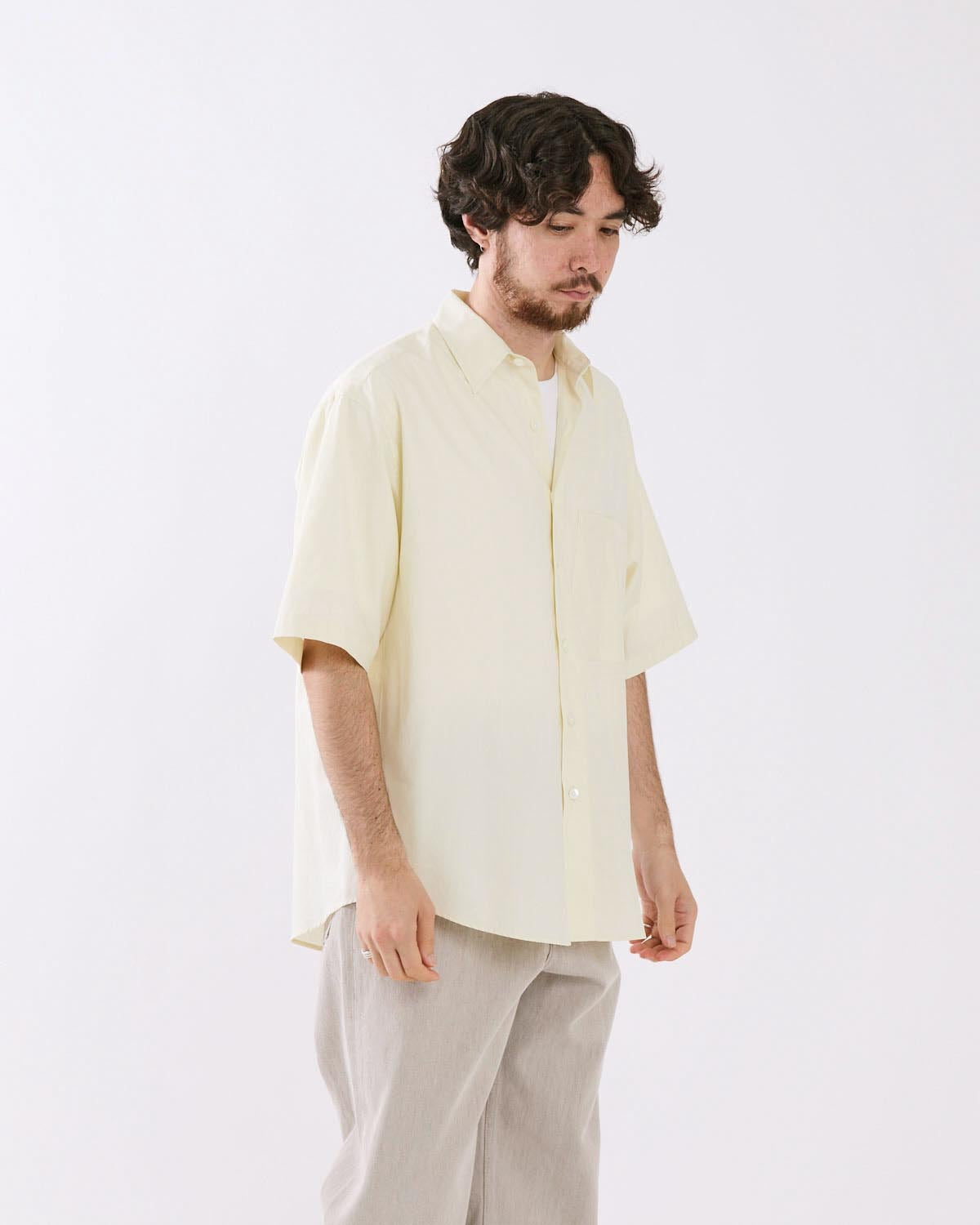 WASHED FINX TWILL BIG HALF SLEEVED SHIRT