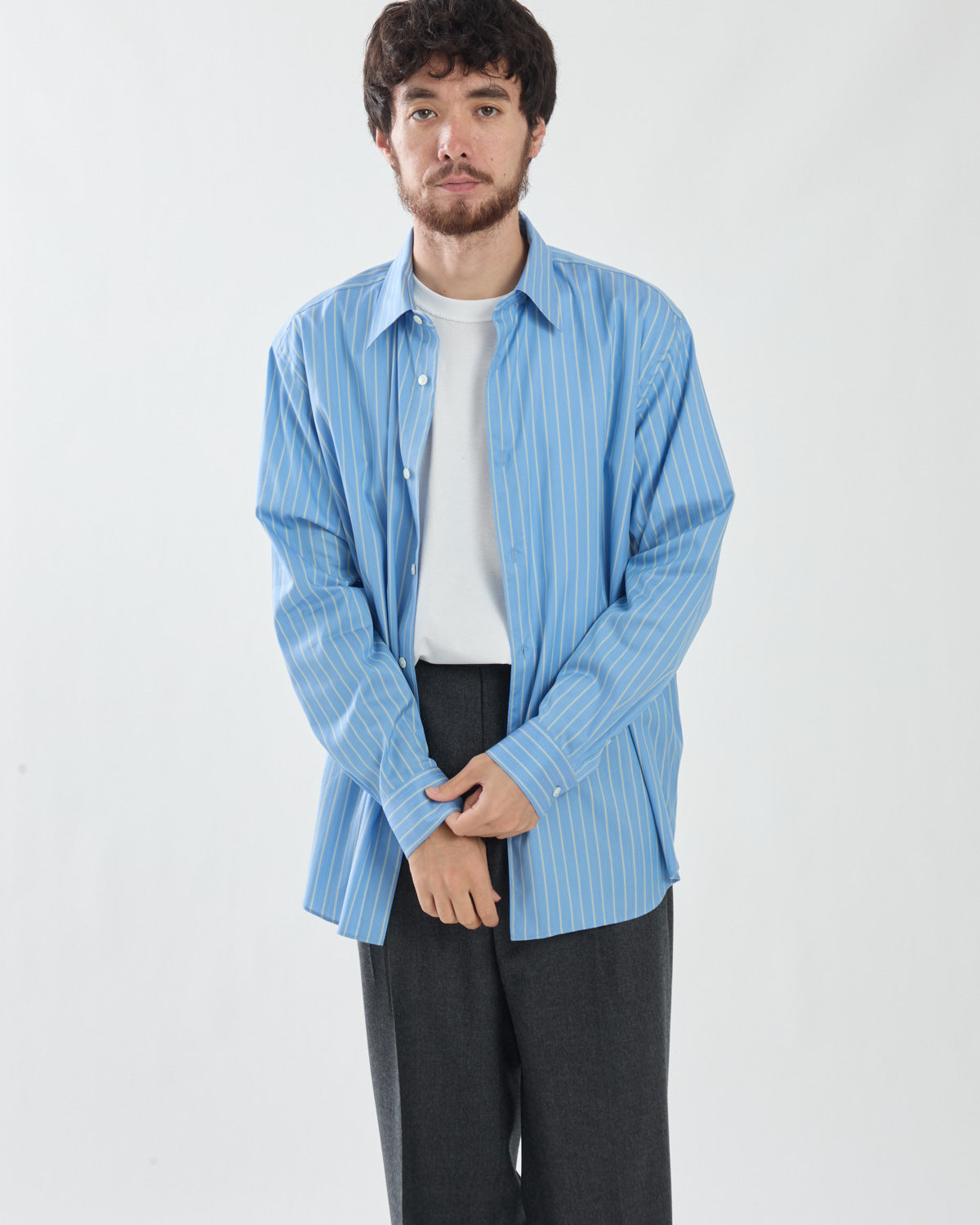 COTTON SILK STRIPE SHIRT