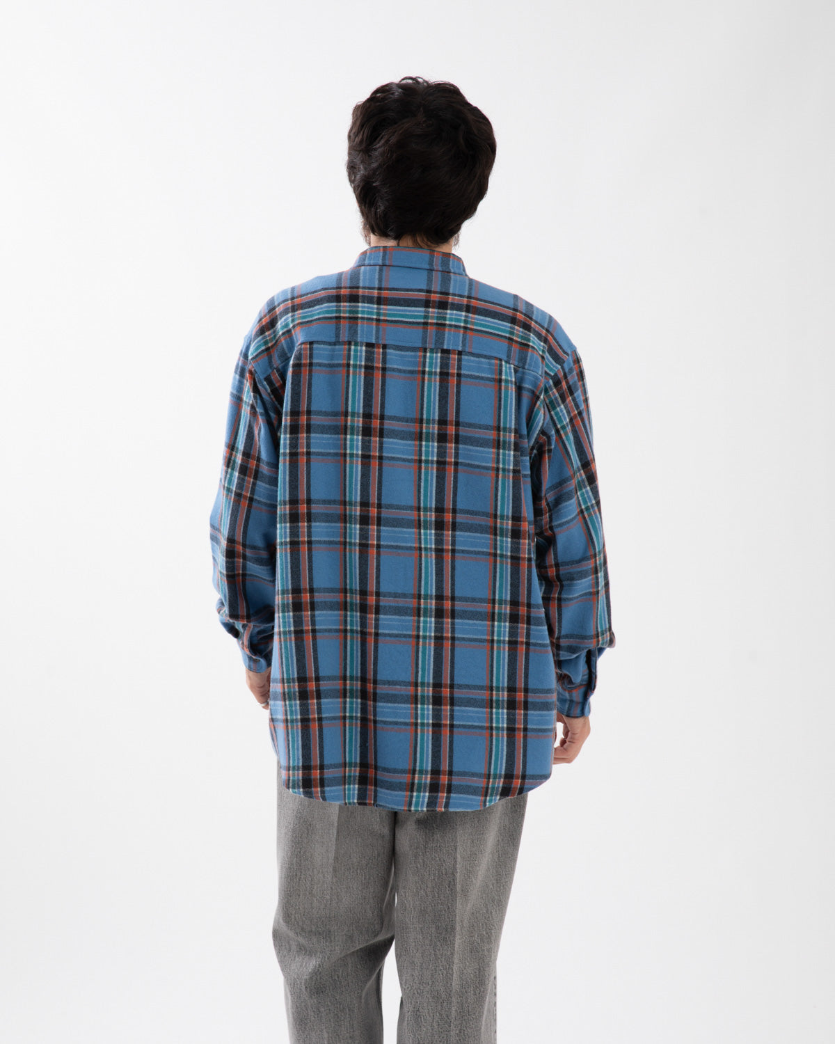 CASHMERE SILK CHECKED FLANNEL BIG SHIRT