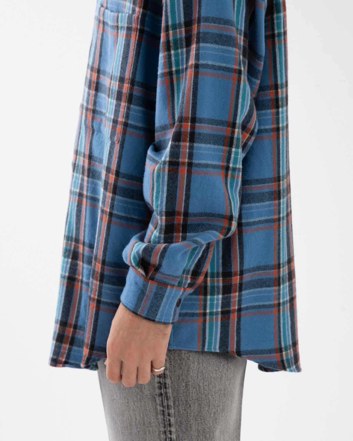 CASHMERE SILK CHECKED FLANNEL BIG SHIRT