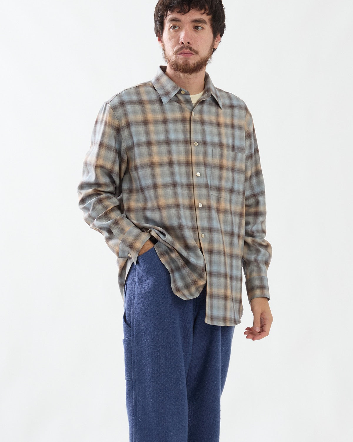 SUPER LIGHT WOOL CHECK SHIRT