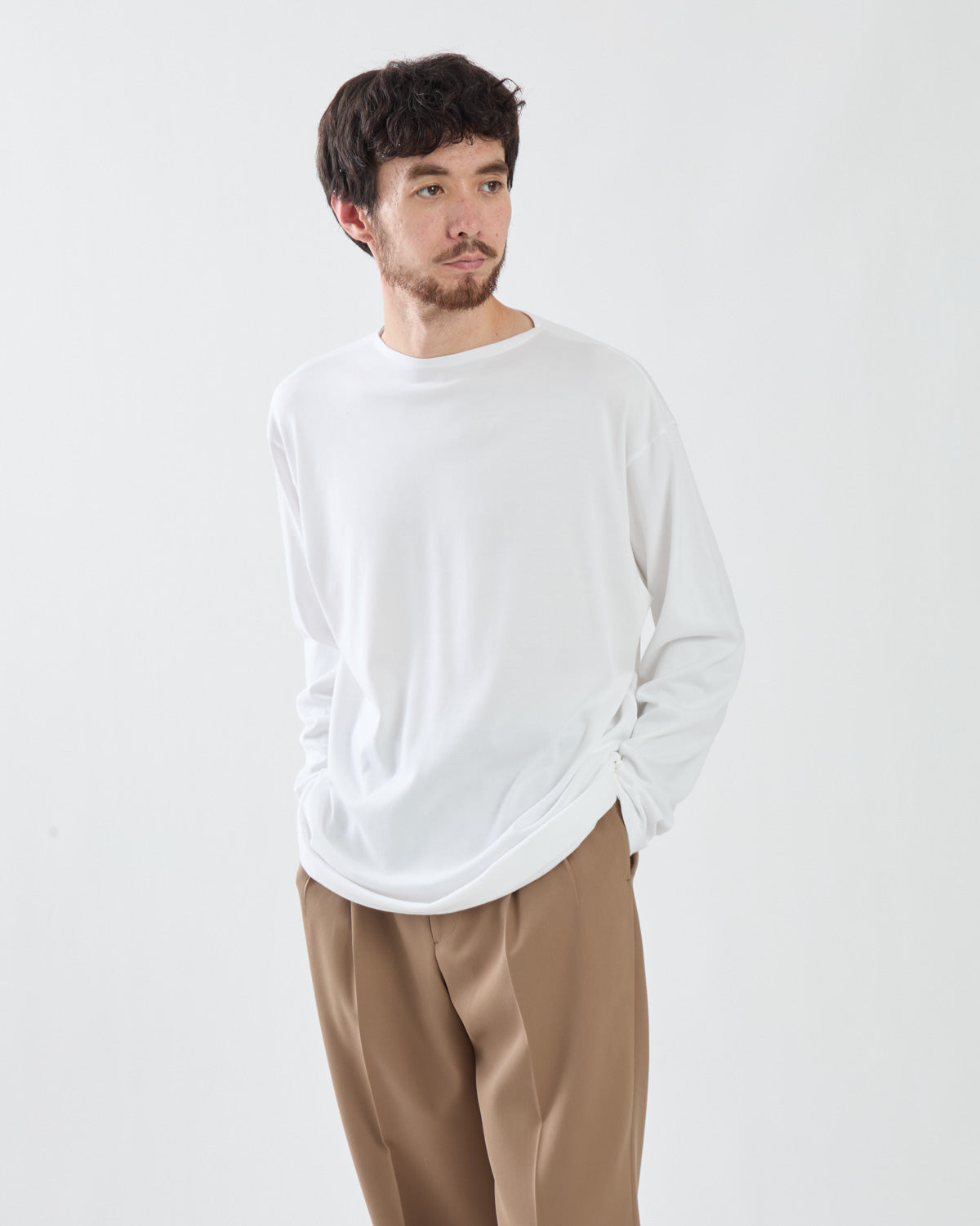 LUSTER PLAITING BOAT-NECK L/S TEE