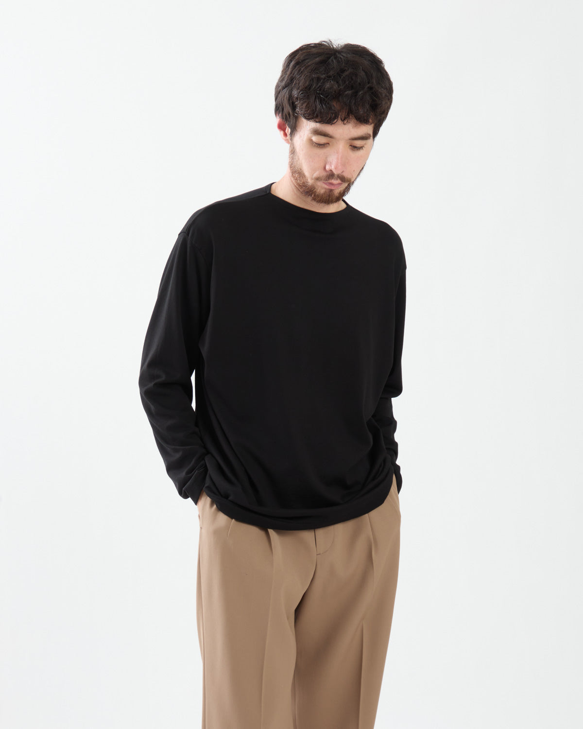 LUSTER PLAITING BOAT-NECK L/S TEE