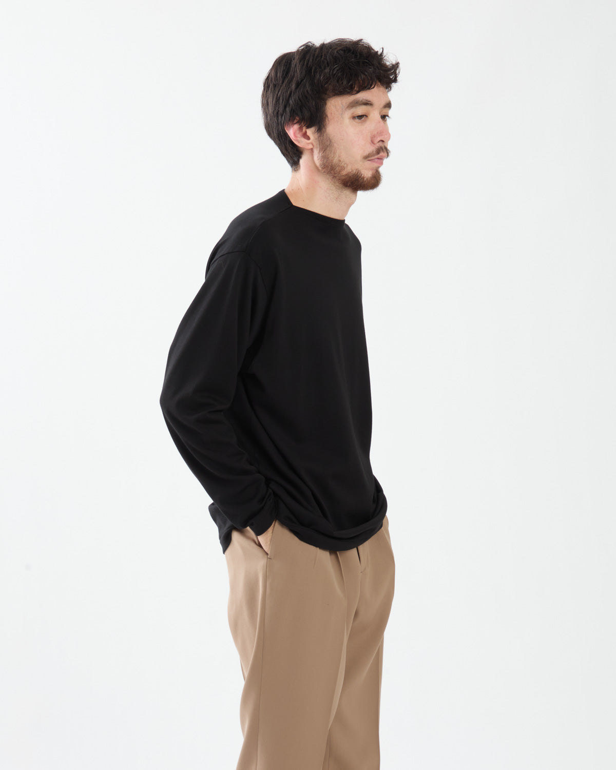 LUSTER PLAITING BOAT-NECK L/S TEE