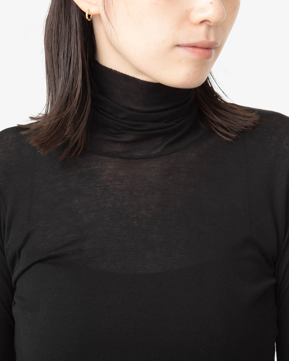 HIGH GAUGE SHEER RIB TURTLE NECK L/S TEE