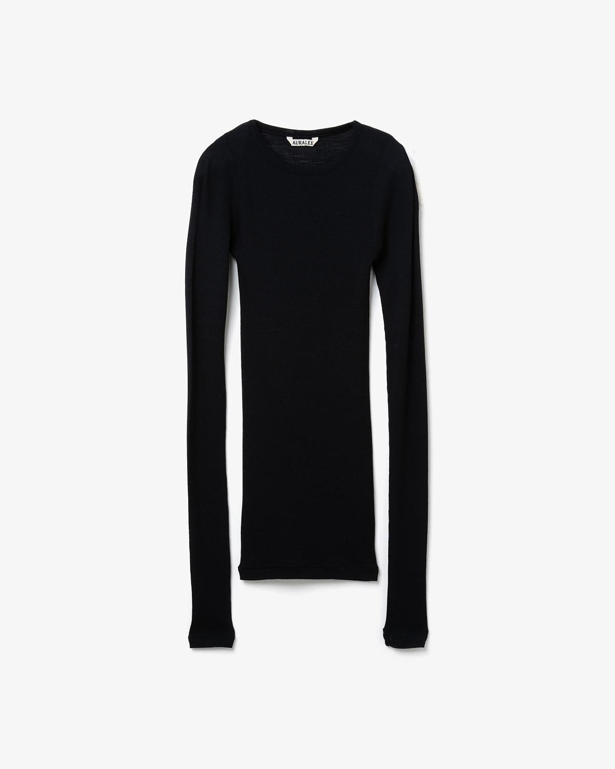 WOOL SILK SOFT RIB L/S TEE