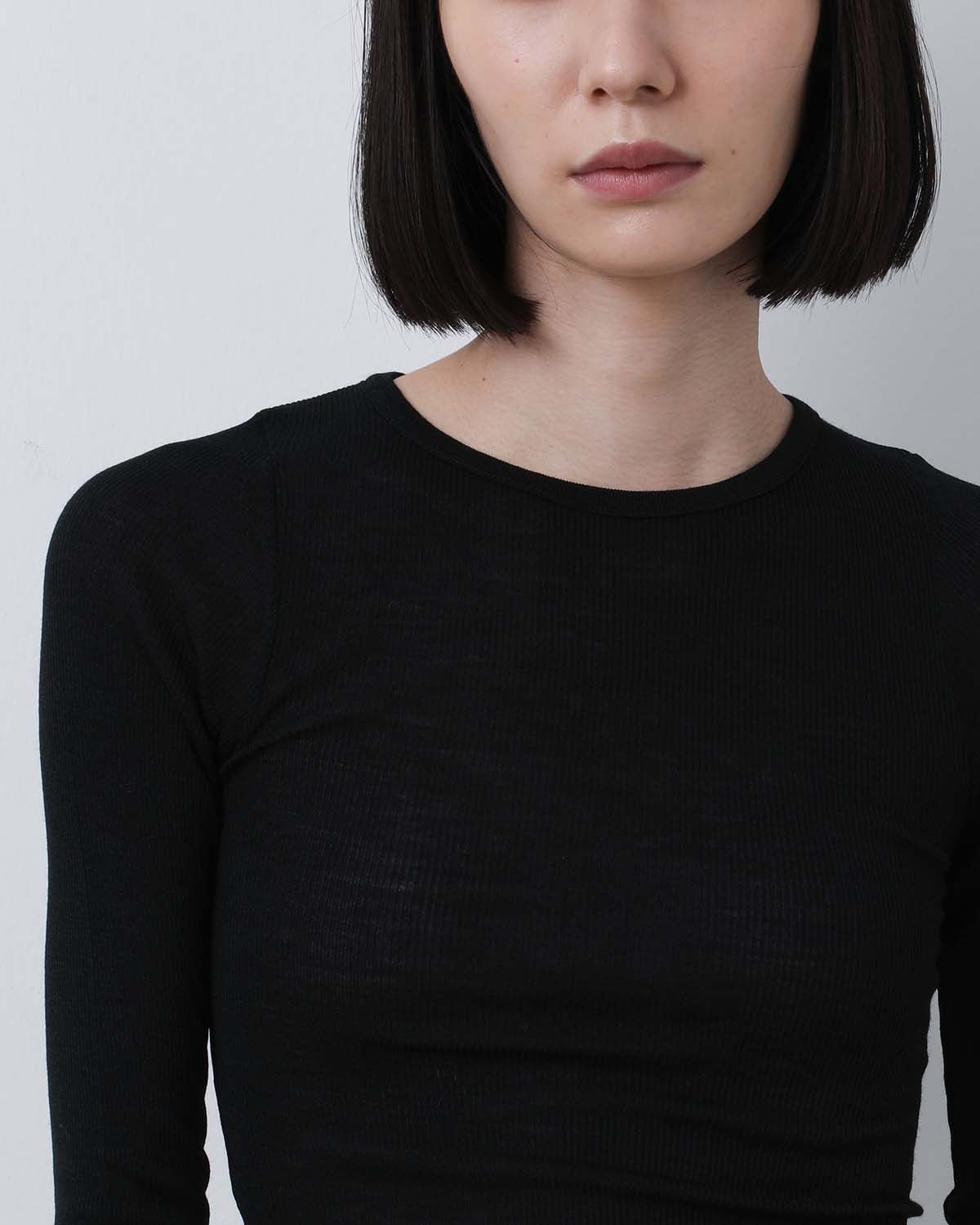 WOOL SILK SOFT RIB L/S TEE
