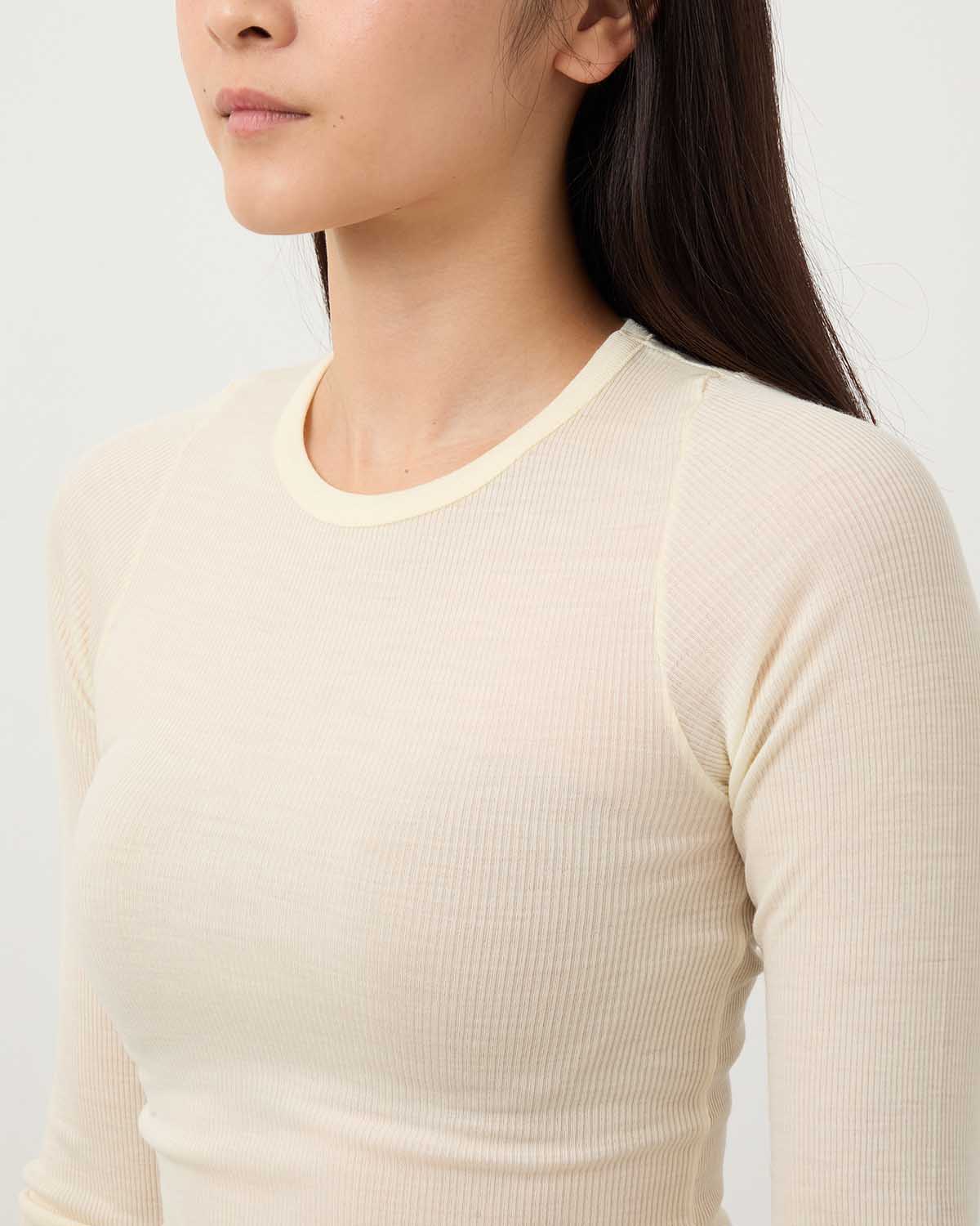 WOOL SILK SOFT RIB L/S TEE