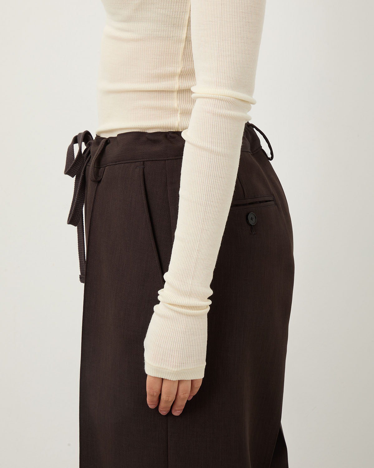 WOOL SILK SOFT RIB L/S TEE