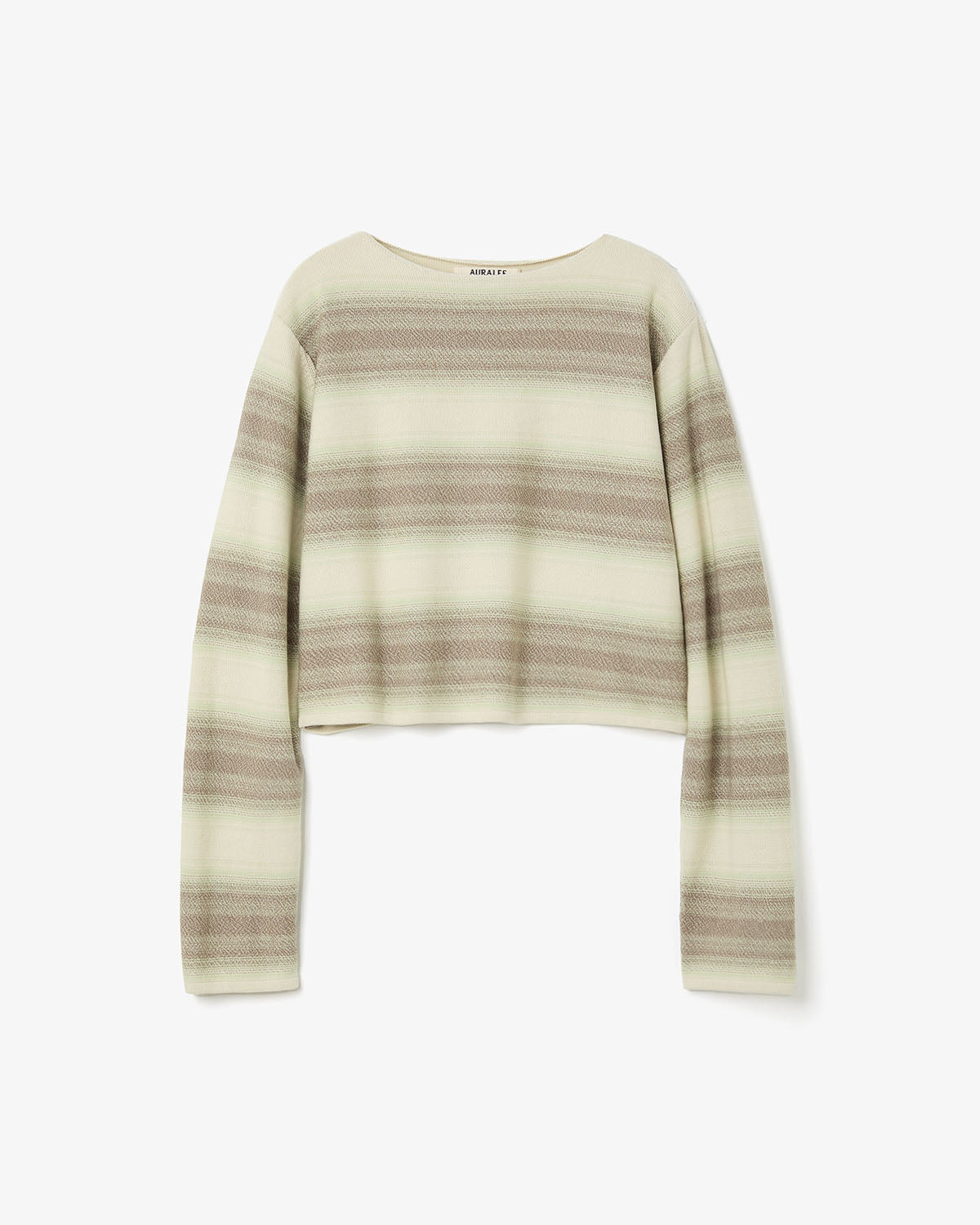 COTTON SILK GRADIENT STRIPE KNIT BOAT NECK P/O