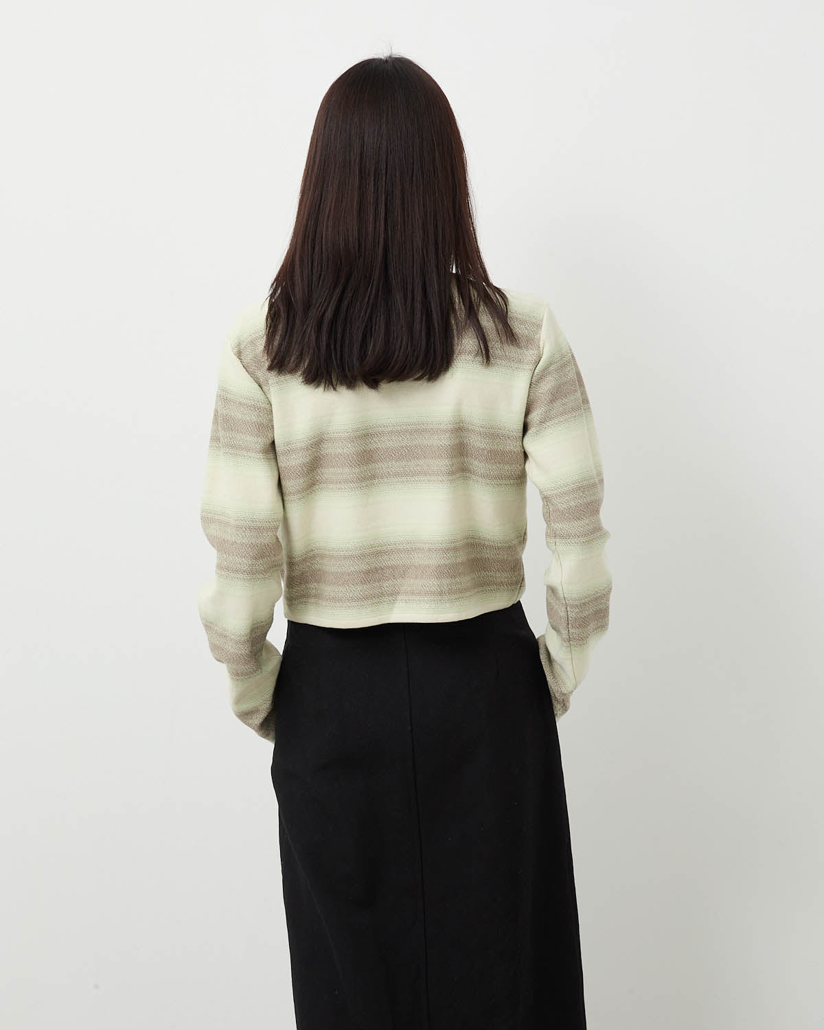 COTTON SILK GRADIENT STRIPE KNIT BOAT NECK P/O