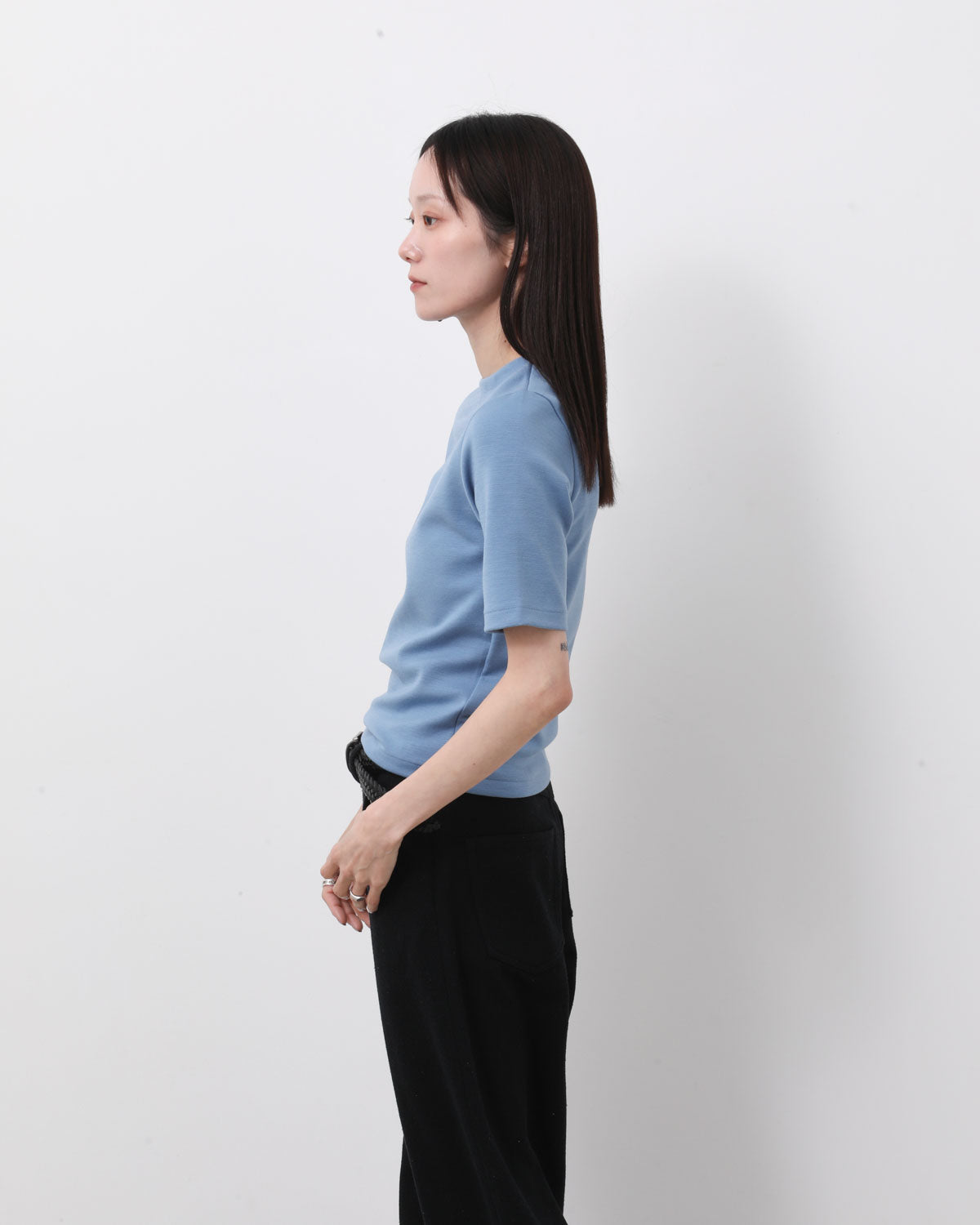 WOOL STRETCH DOUBLE JERSEY BOAT NECK TEE