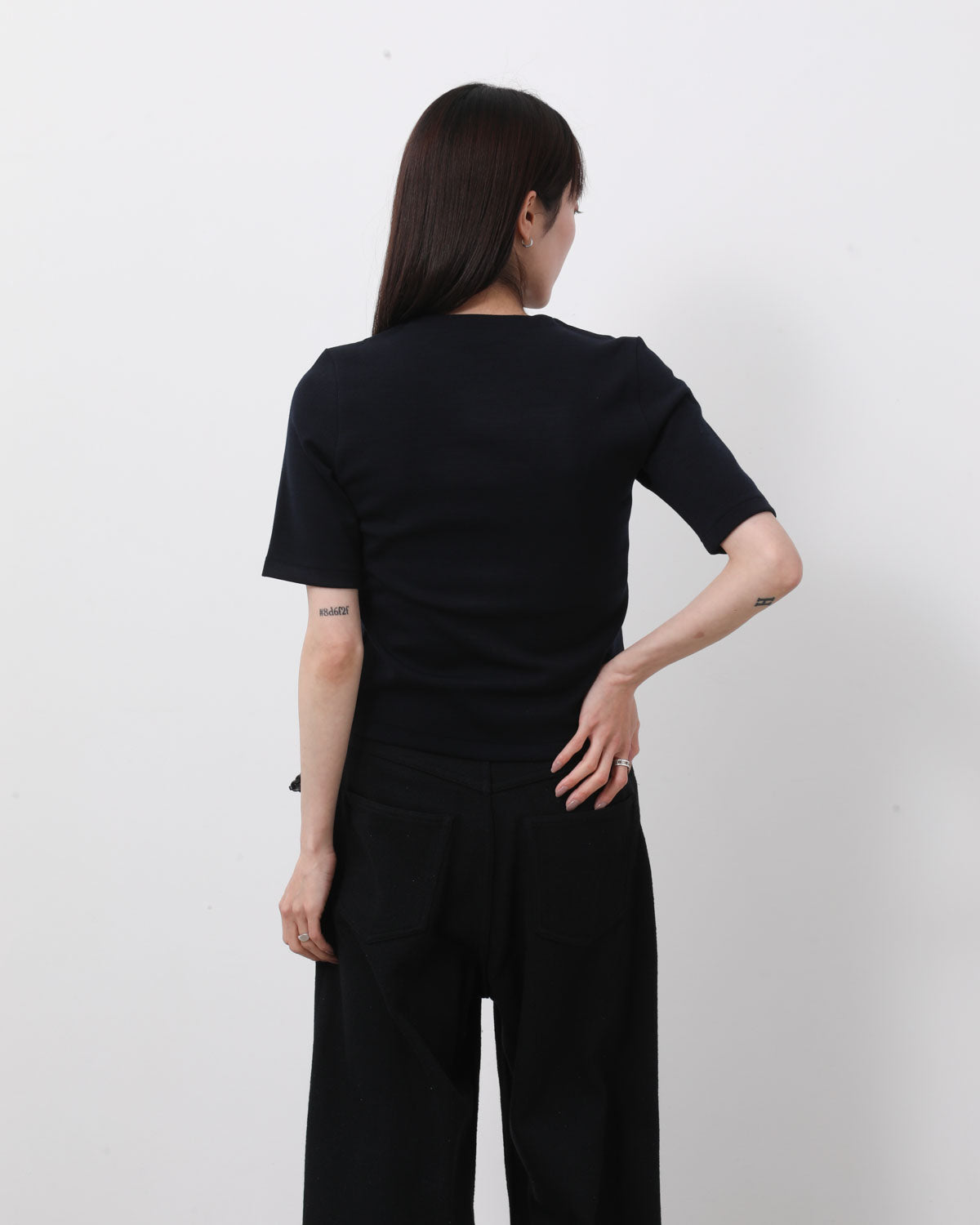 WOOL STRETCH DOUBLE JERSEY BOAT NECK TEE