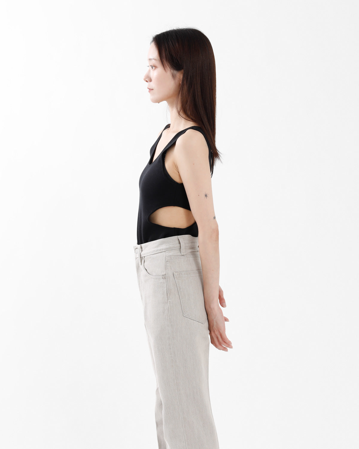 DOUBLE FACED SILK COTTON KNIT LONG TANK