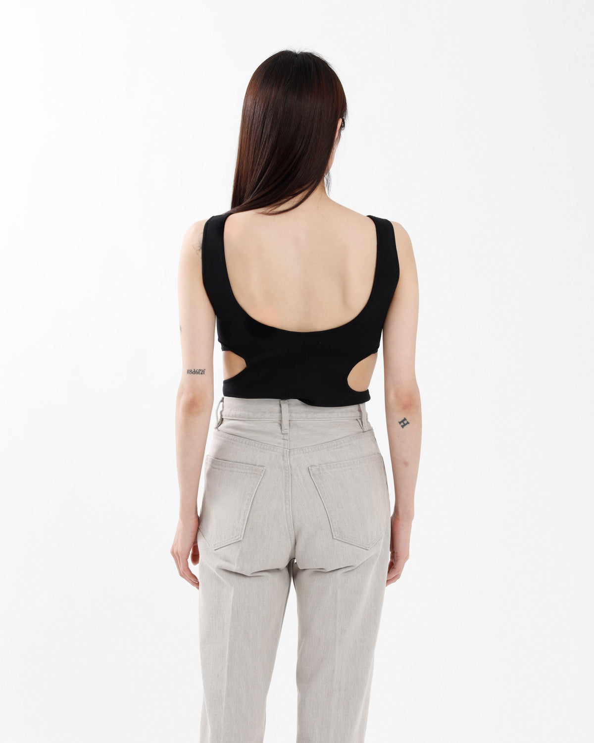 DOUBLE FACED SILK COTTON KNIT LONG TANK