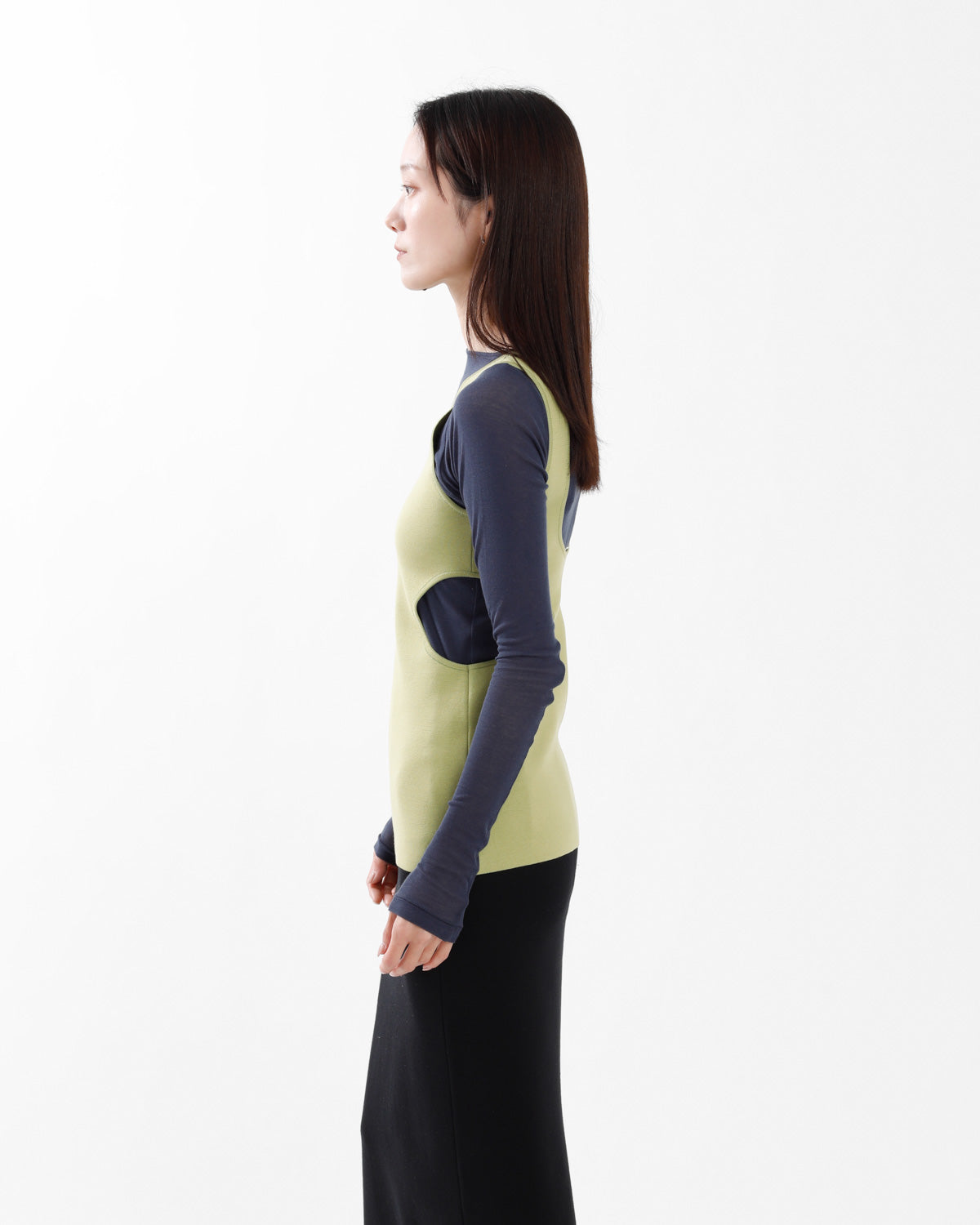 DOUBLE FACED SILK COTTON KNIT LONG TANK