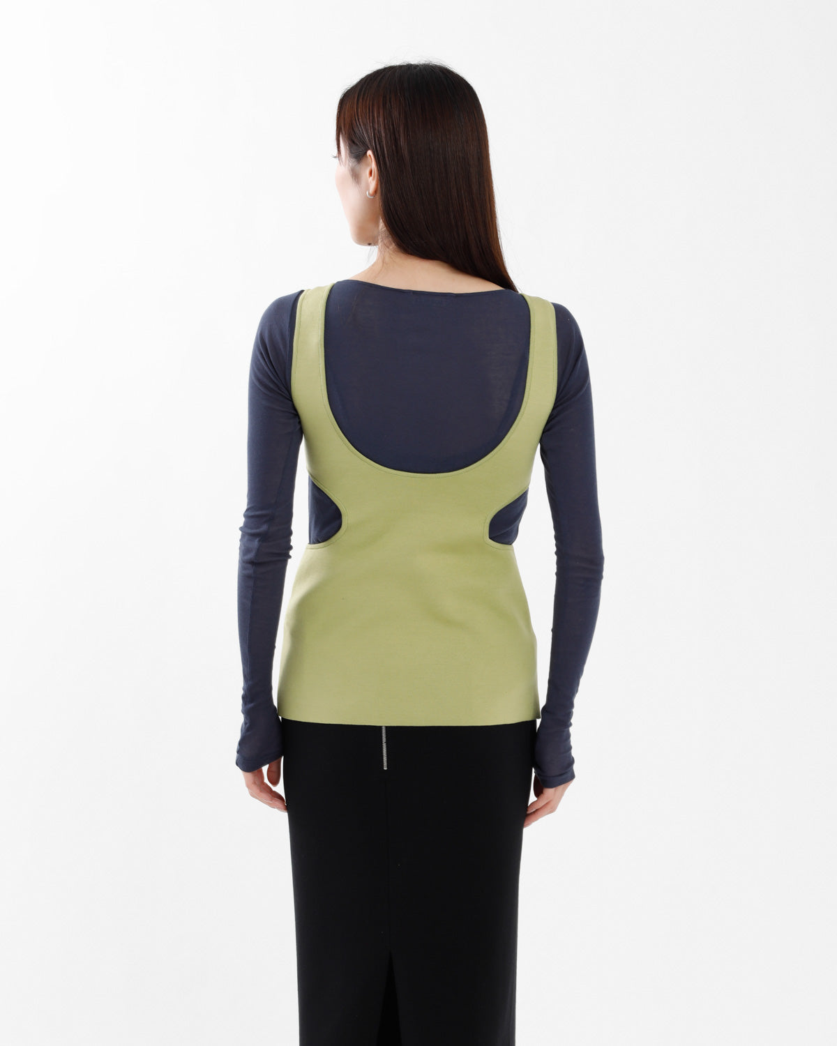 DOUBLE FACED SILK COTTON KNIT LONG TANK