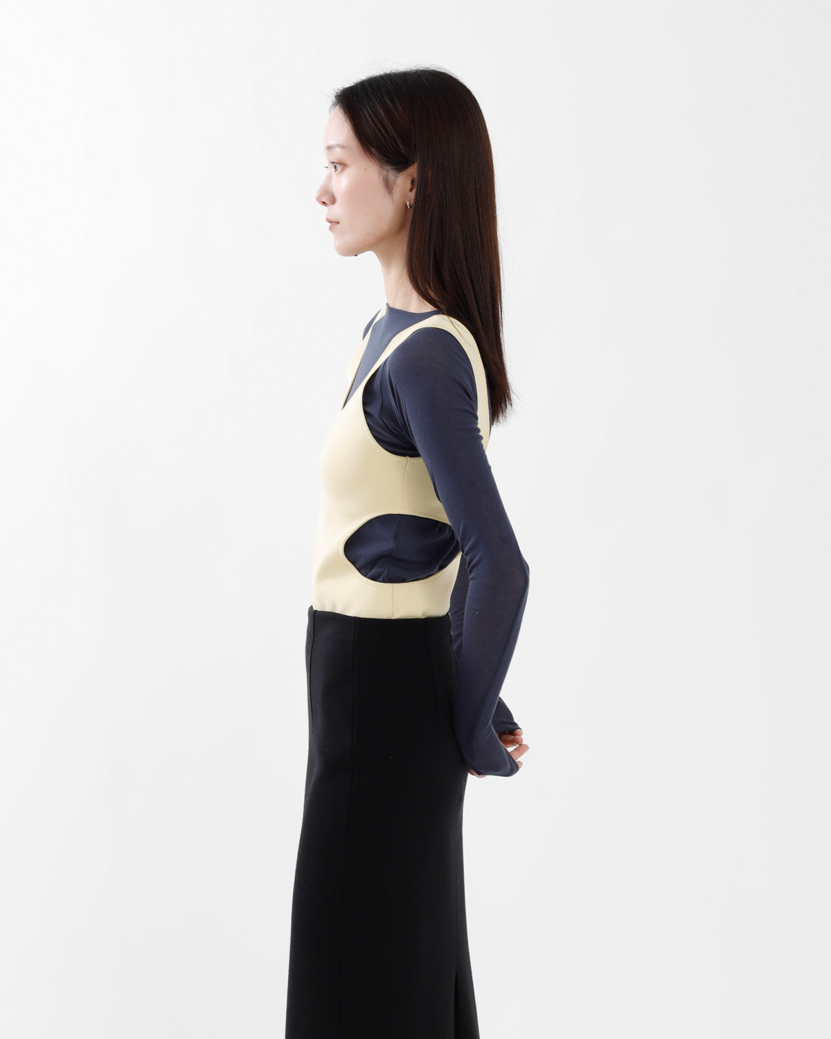 DOUBLE FACED SILK COTTON KNIT LONG TANK