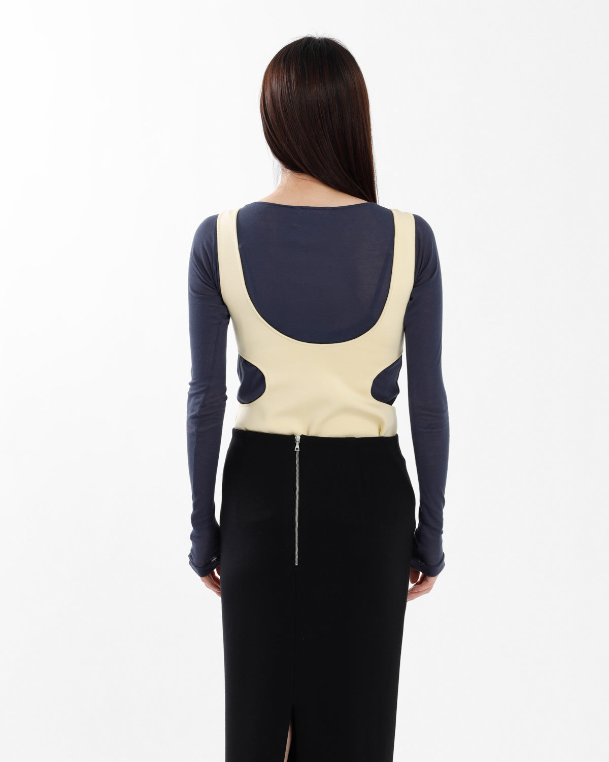 DOUBLE FACED SILK COTTON KNIT LONG TANK