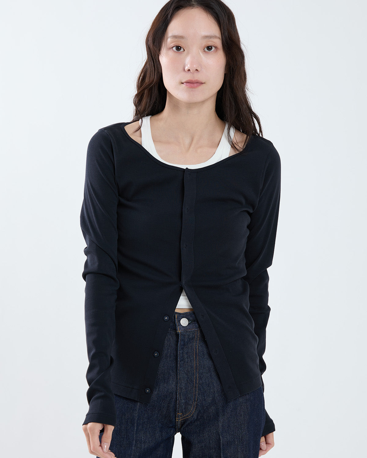 ORGANIC COTTON FINE RIB CARDIGAN