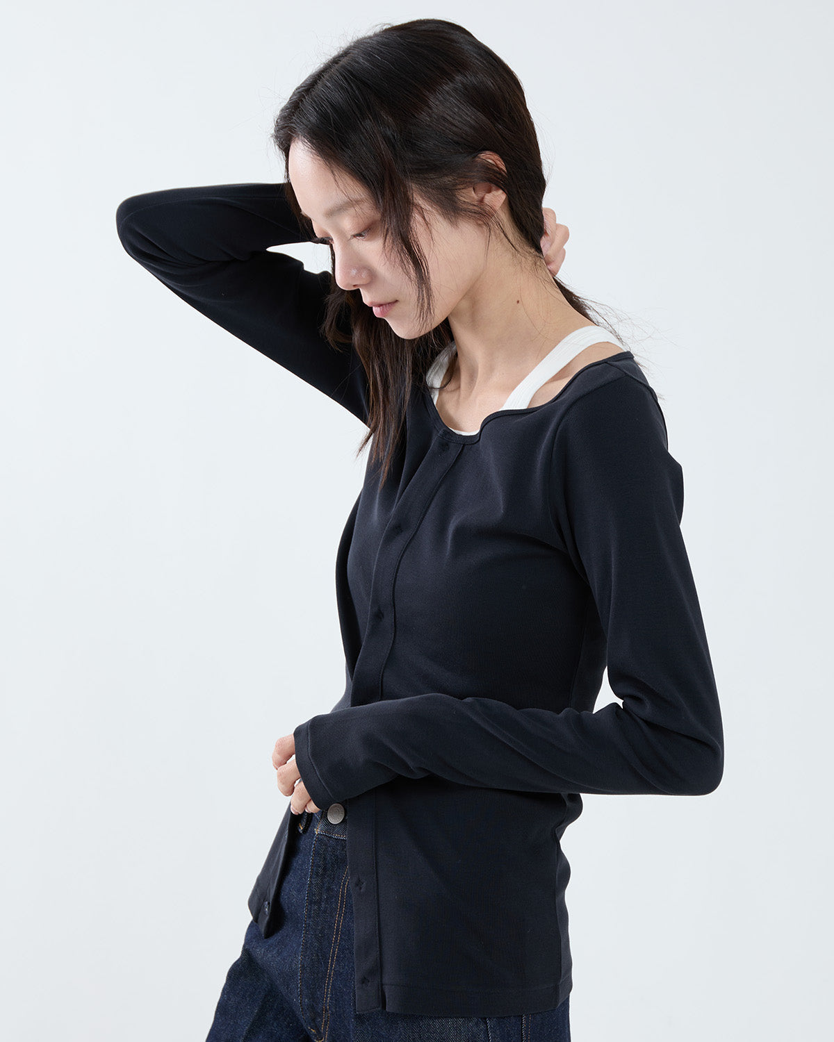 ORGANIC COTTON FINE RIB CARDIGAN