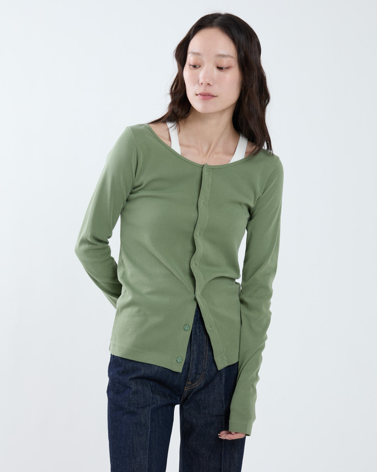 ORGANIC COTTON FINE RIB CARDIGAN