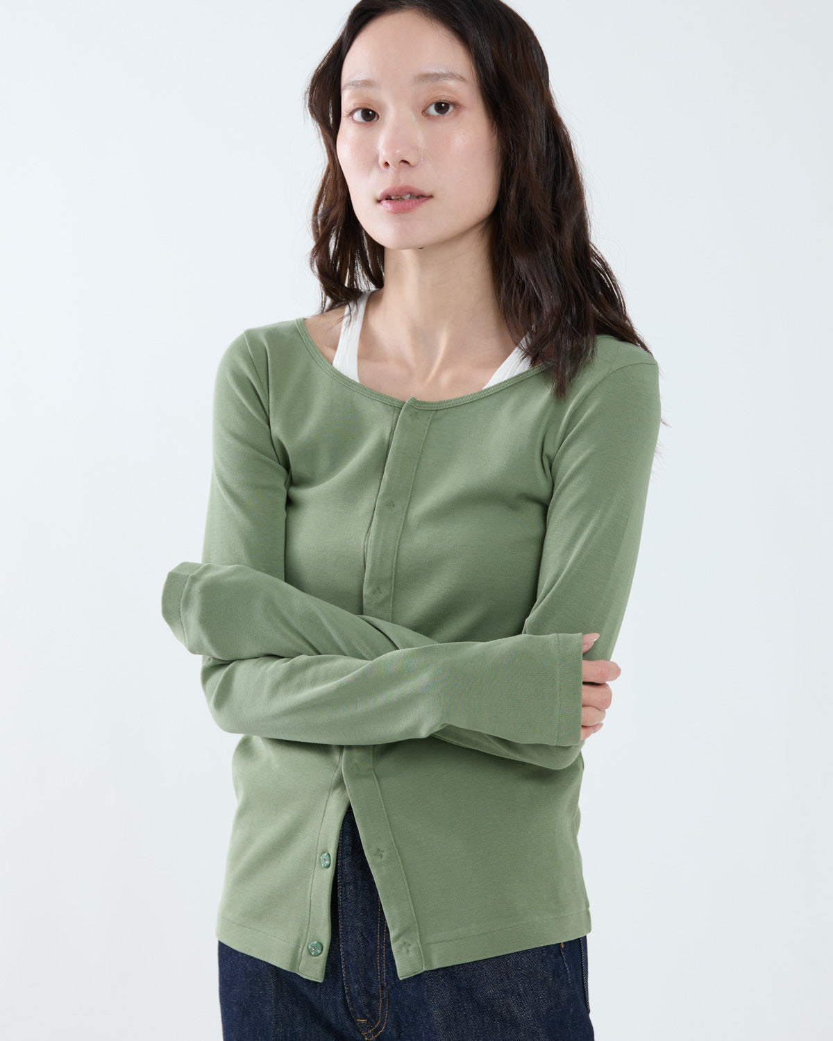 ORGANIC COTTON FINE RIB CARDIGAN