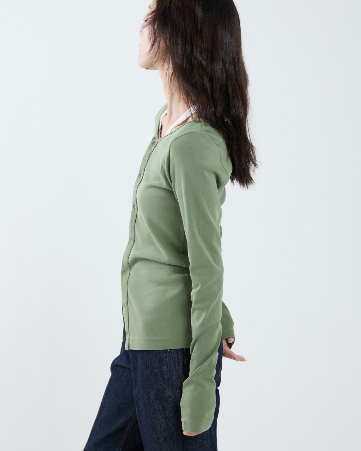 ORGANIC COTTON FINE RIB CARDIGAN