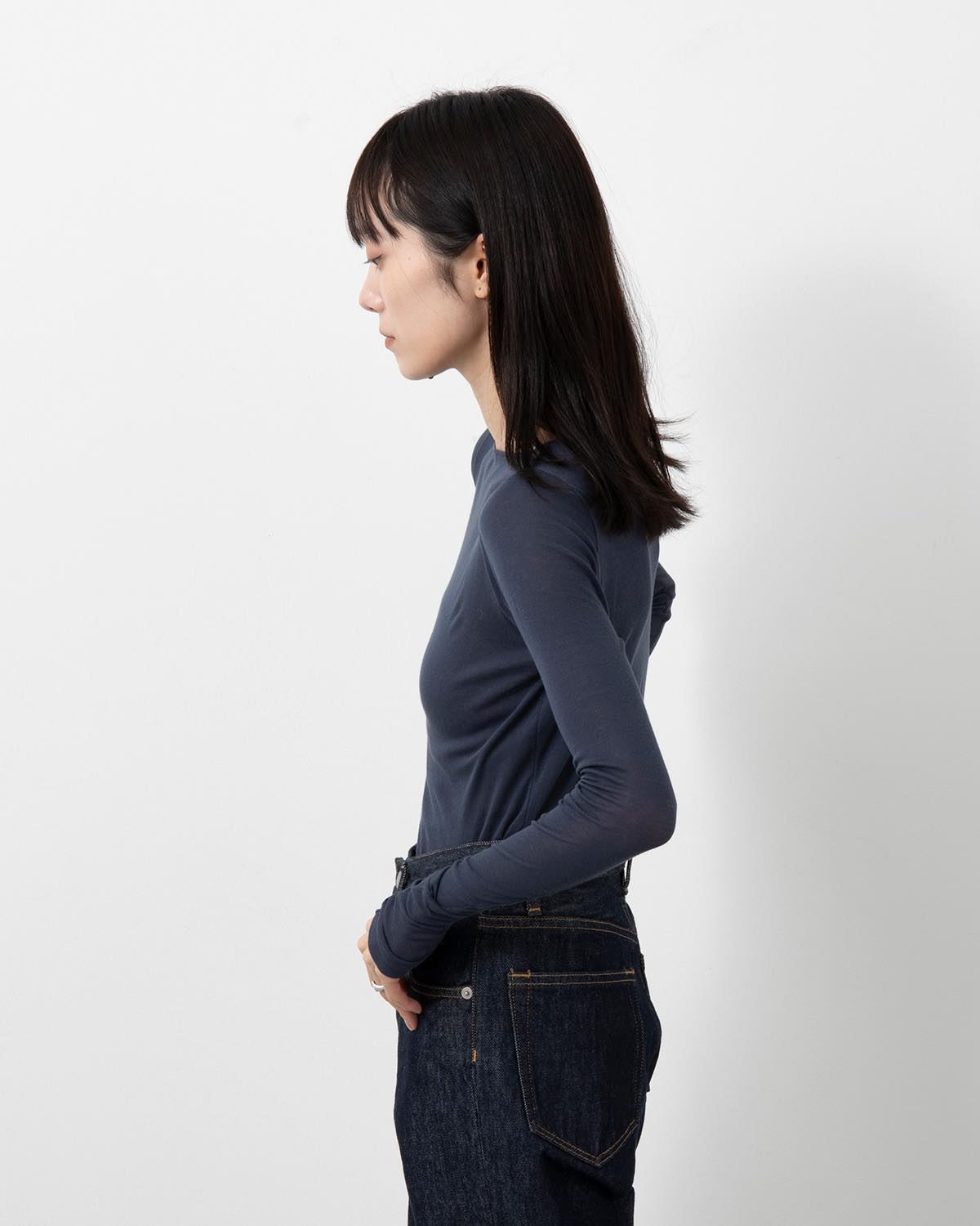 SUPER HIGH GAUGE SHEER RIB BOAT NECK L/S TEE