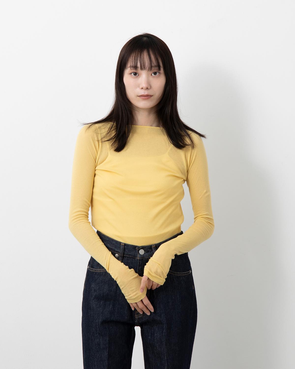 SUPER HIGH GAUGE SHEER RIB BOAT NECK L/S TEE