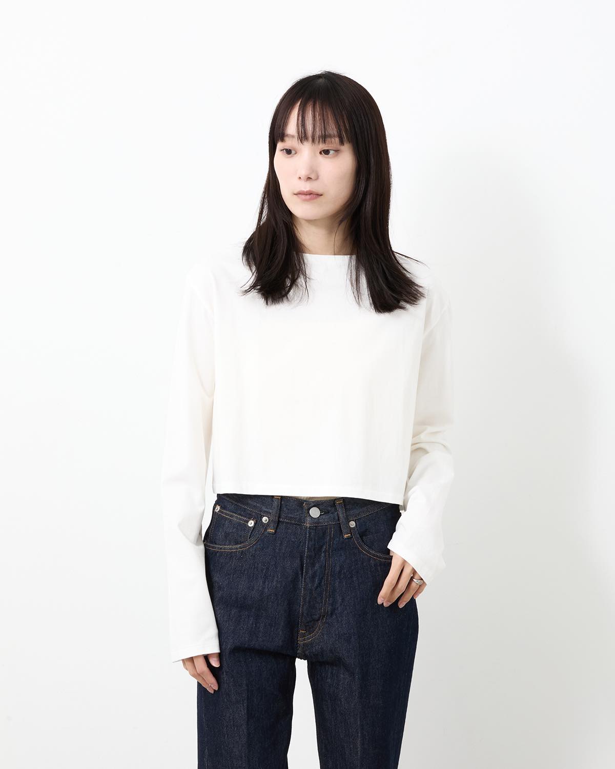 HIGH GAUGE COTTON JERSEY BOAT NECK L/S TEE