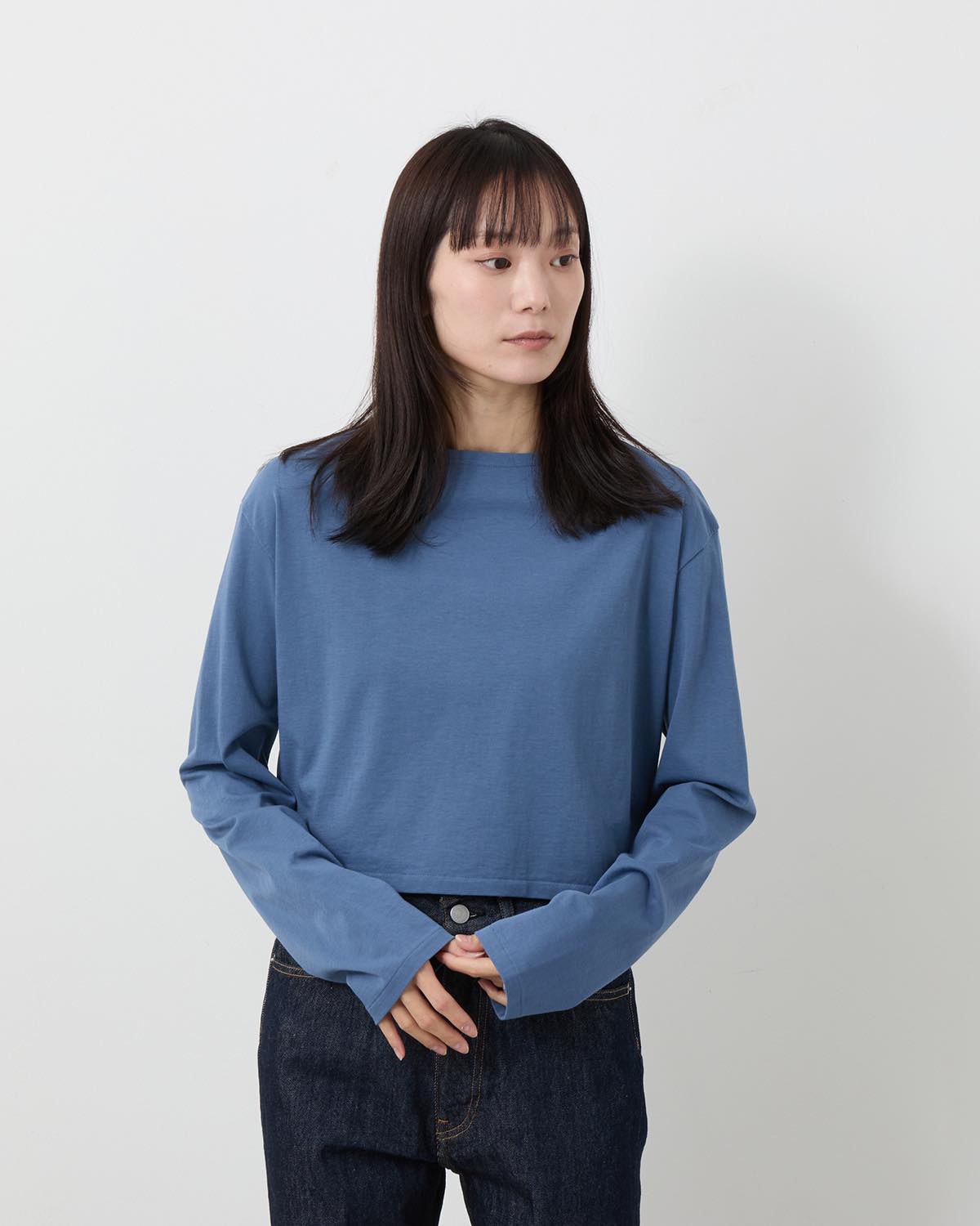 HIGH GAUGE COTTON JERSEY BOAT NECK L/S TEE