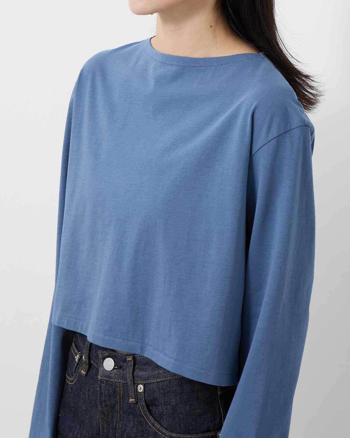 HIGH GAUGE COTTON JERSEY BOAT NECK L/S TEE