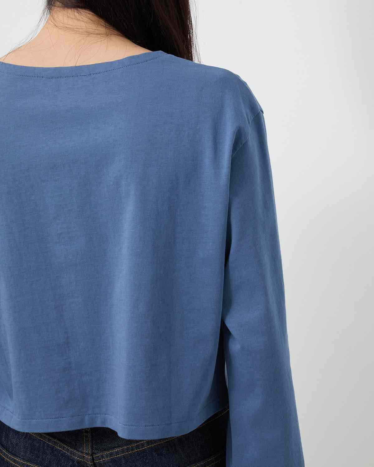 HIGH GAUGE COTTON JERSEY BOAT NECK L/S TEE