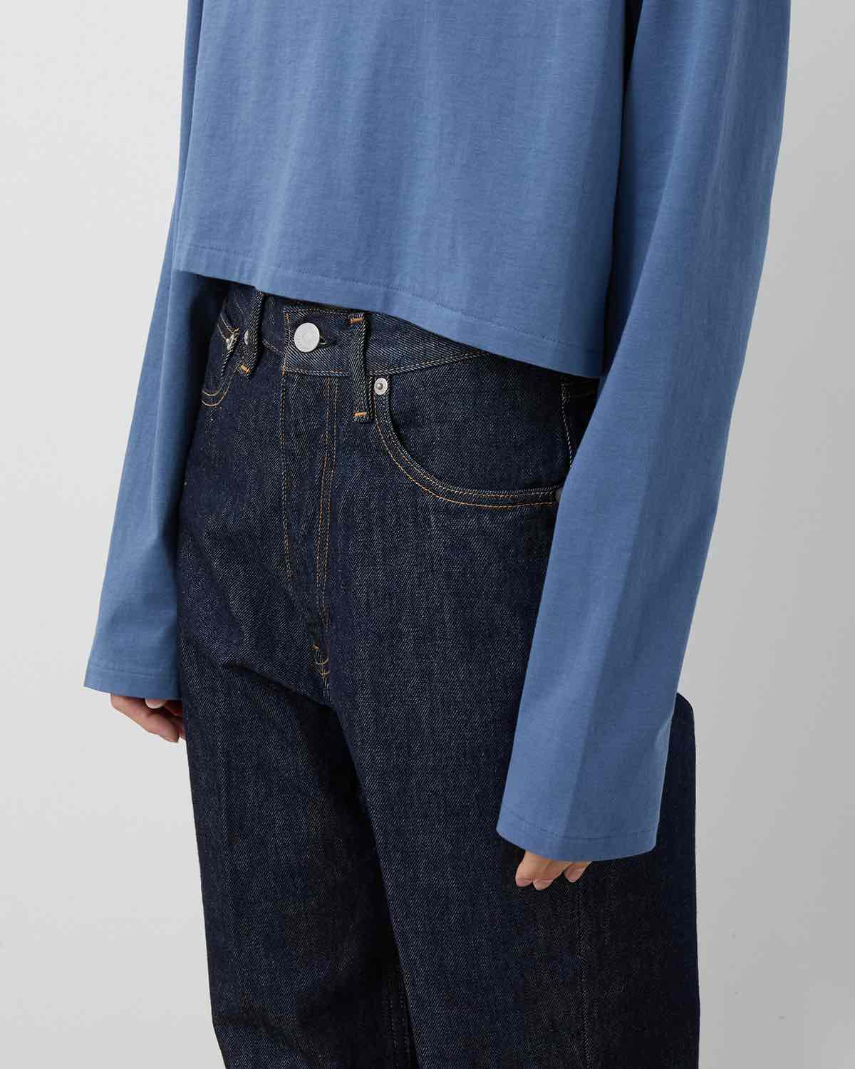 HIGH GAUGE COTTON JERSEY BOAT NECK L/S TEE