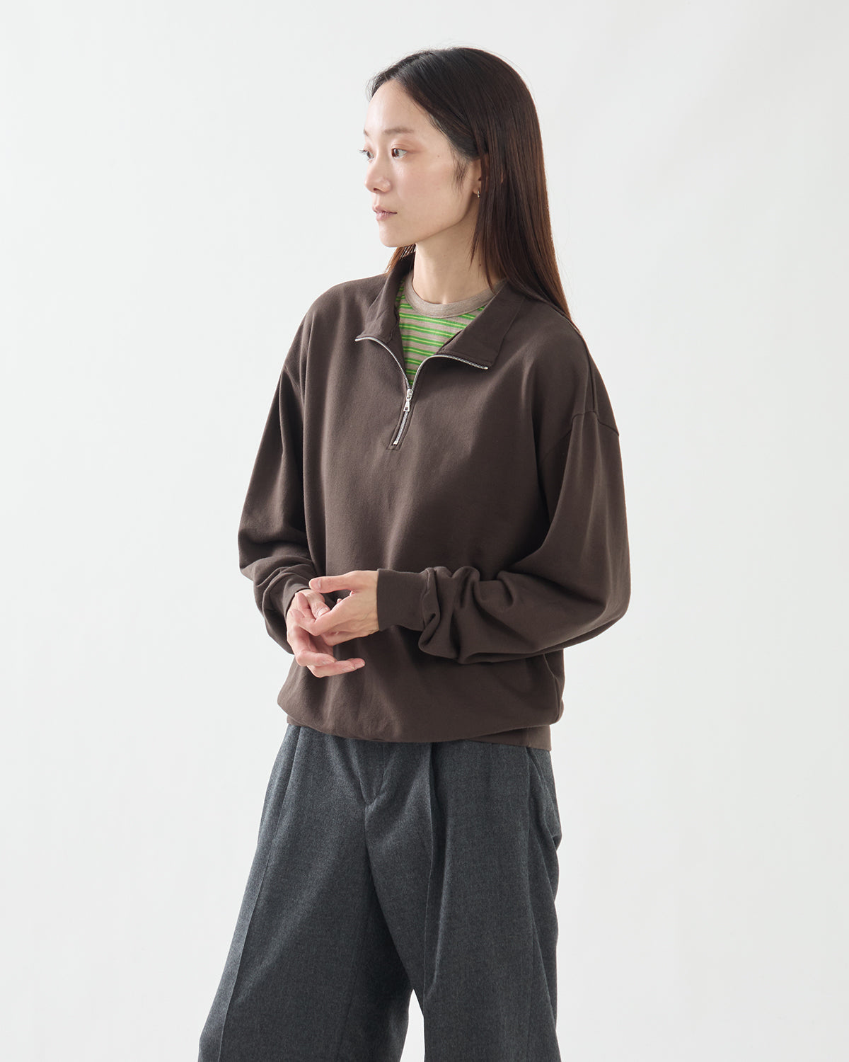 SUPER HIGH GAUGE SWEAT HALF ZIP P/O