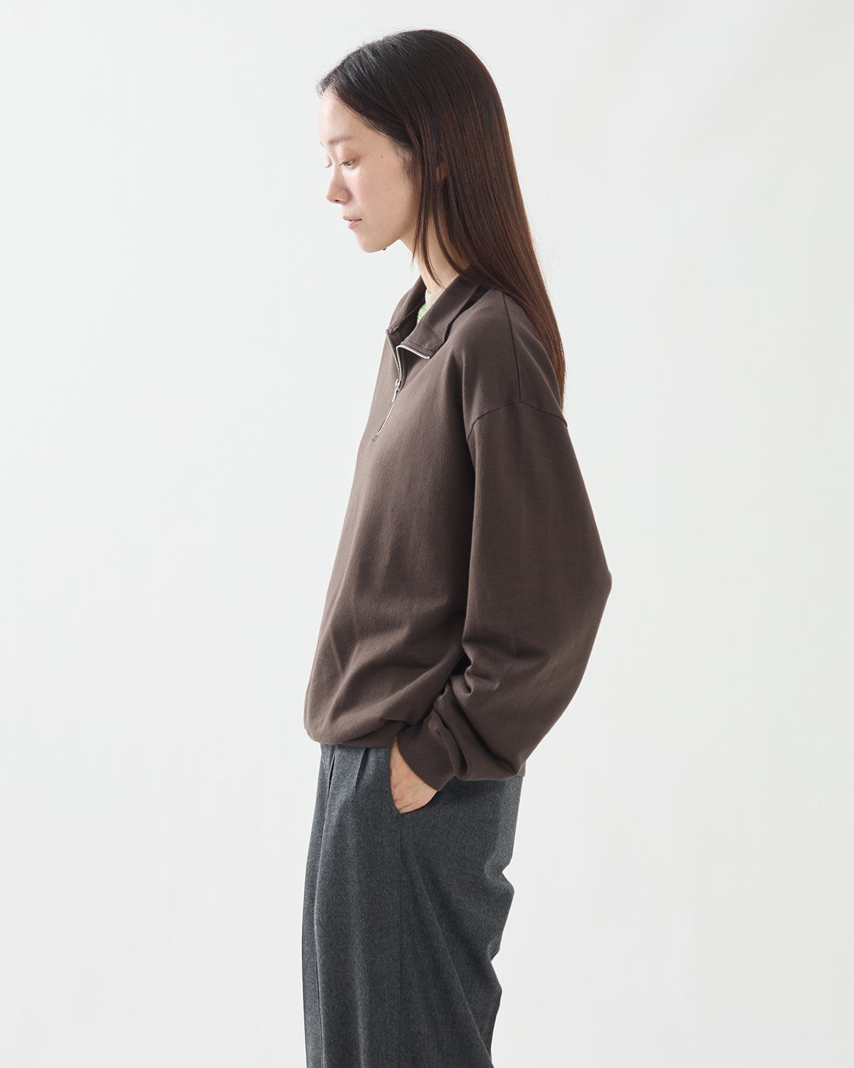 SUPER HIGH GAUGE SWEAT HALF ZIP P/O