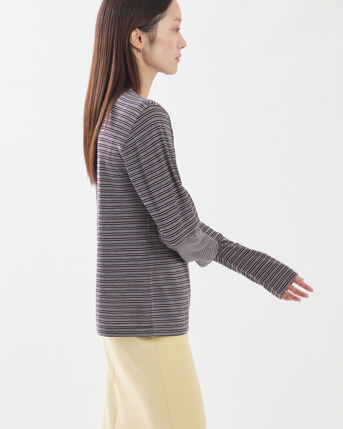 SOFT SMOOTH WOOL STRIPE JERSEY L/S TEE (WOMEN'S)