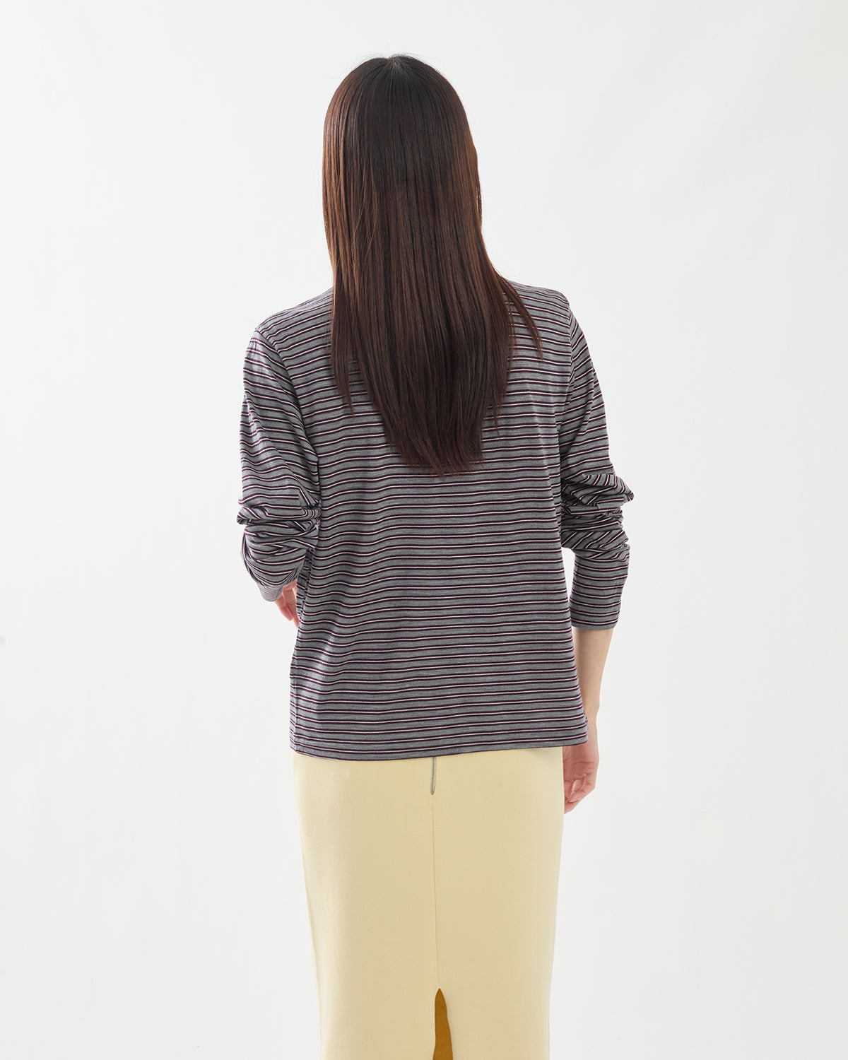 SOFT SMOOTH WOOL STRIPE JERSEY L/S TEE (WOMEN'S)