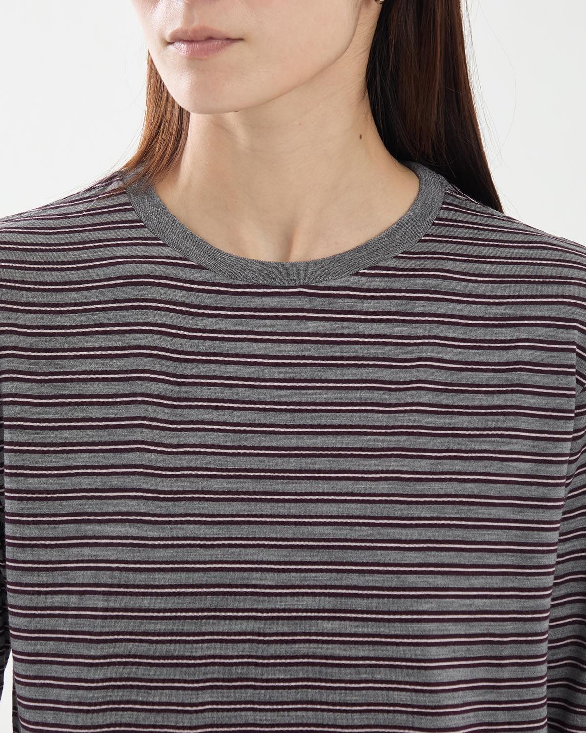 SOFT SMOOTH WOOL STRIPE JERSEY L/S TEE (WOMEN'S)