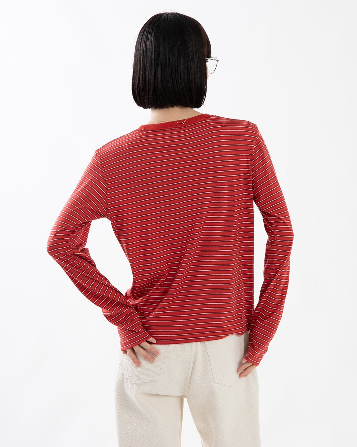 SOFT SMOOTH WOOL STRIPE JERSEY L/S TEE (WOMEN'S)