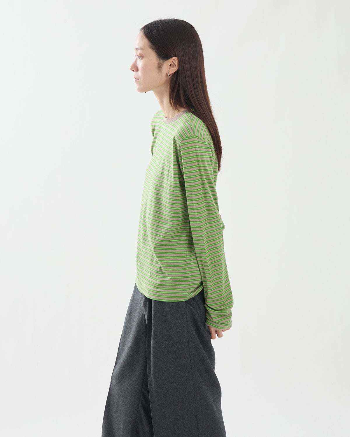SOFT SMOOTH WOOL STRIPE JERSEY L/S TEE (WOMEN'S)