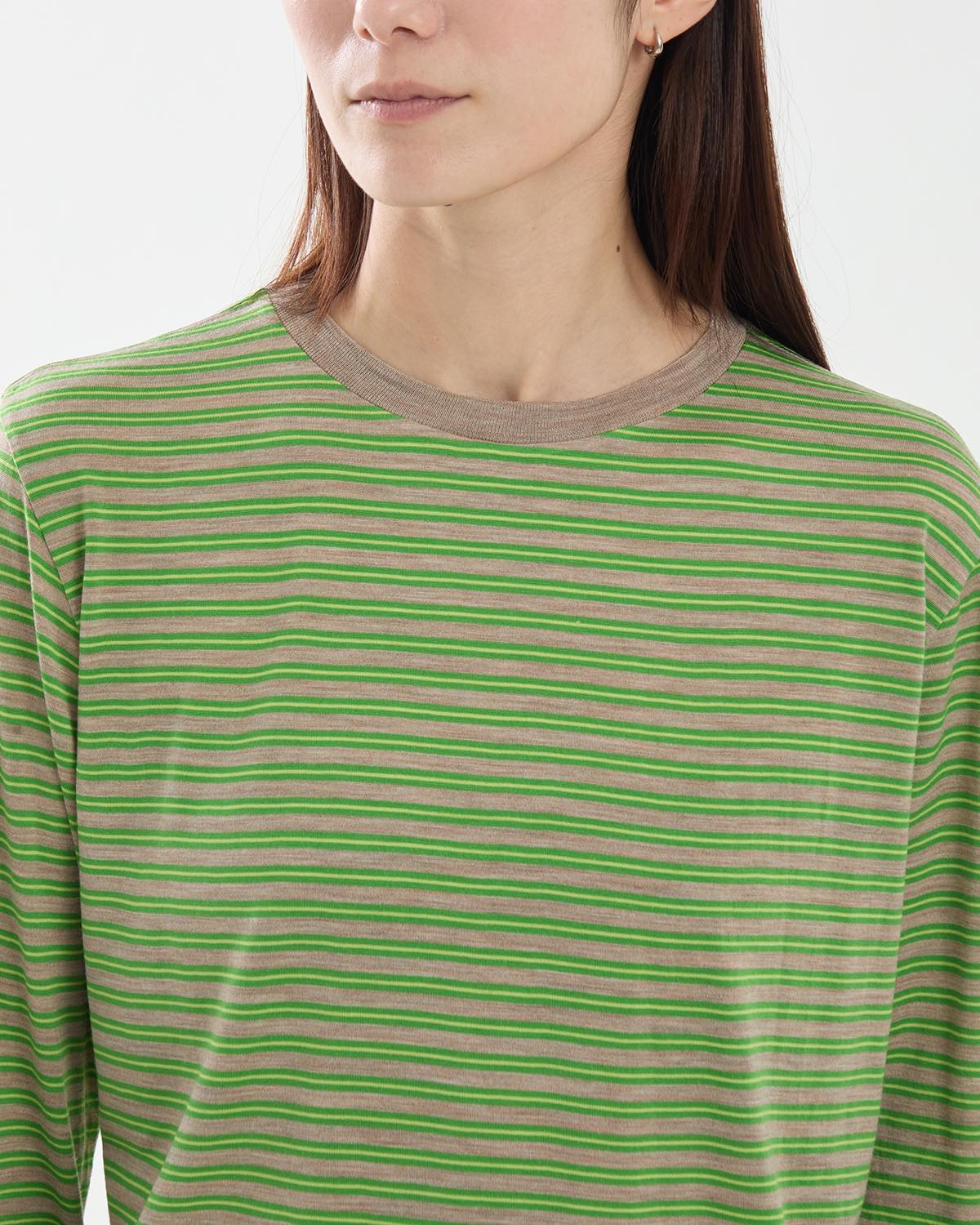 SOFT SMOOTH WOOL STRIPE JERSEY L/S TEE (WOMEN'S)