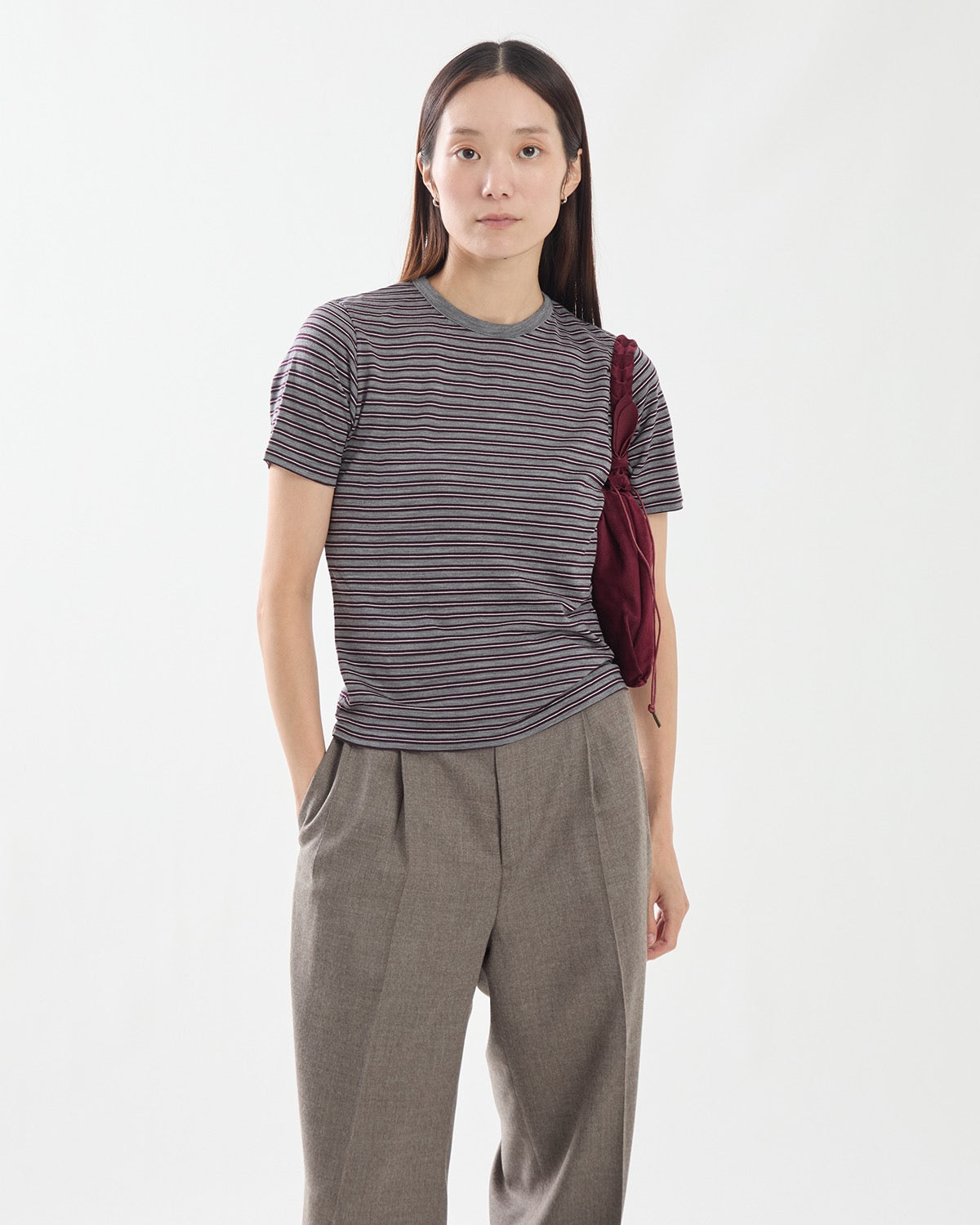 SOFT SMOOTH WOOL STRIPE JERSEY TEE (WOMEN'S)