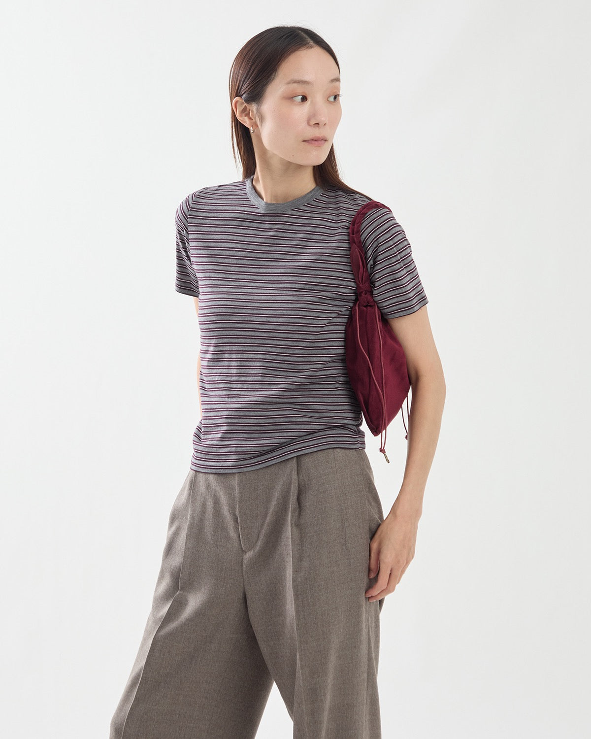 SOFT SMOOTH WOOL STRIPE JERSEY TEE (WOMEN'S)