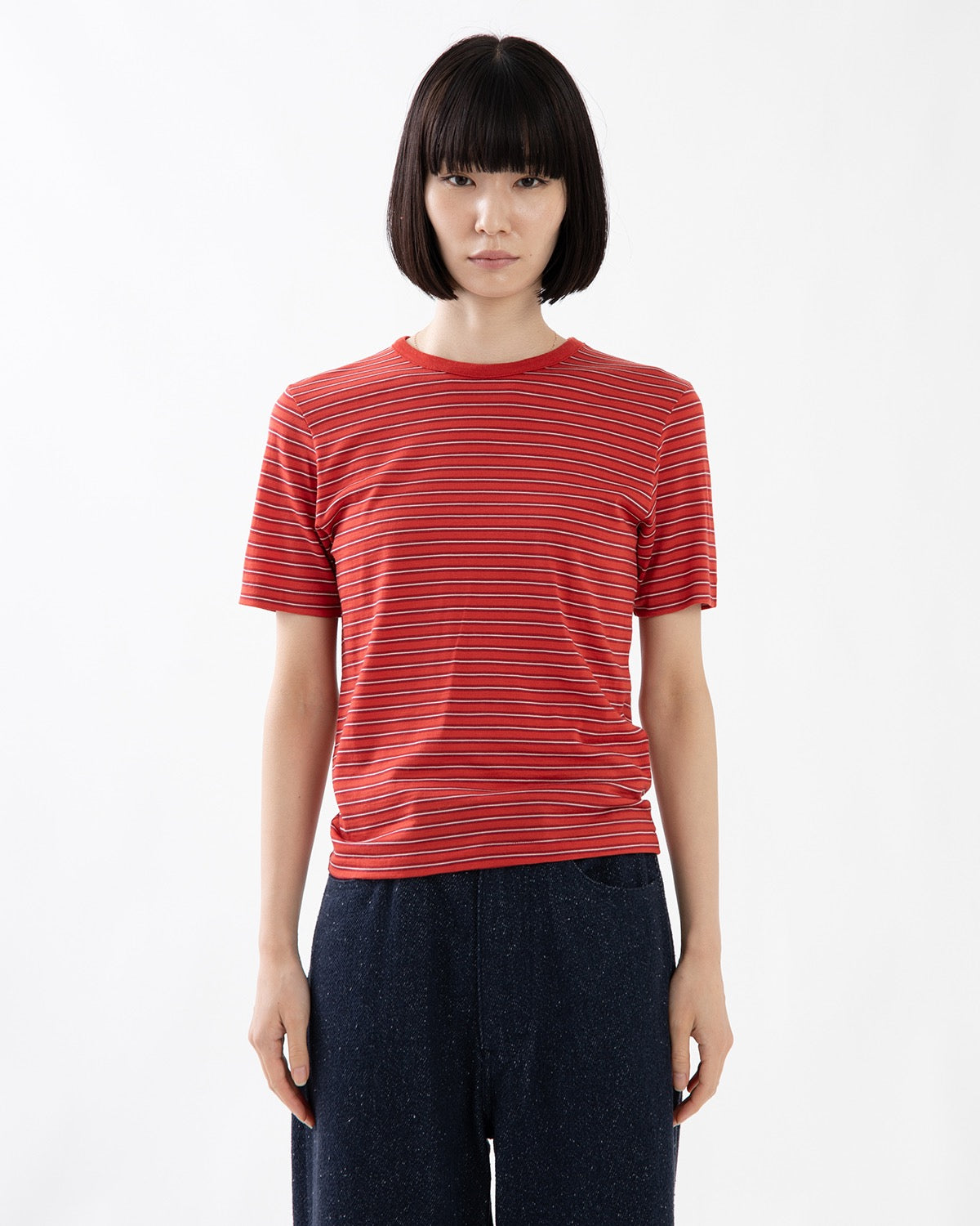 SOFT SMOOTH WOOL STRIPE JERSEY TEE (WOMEN'S)