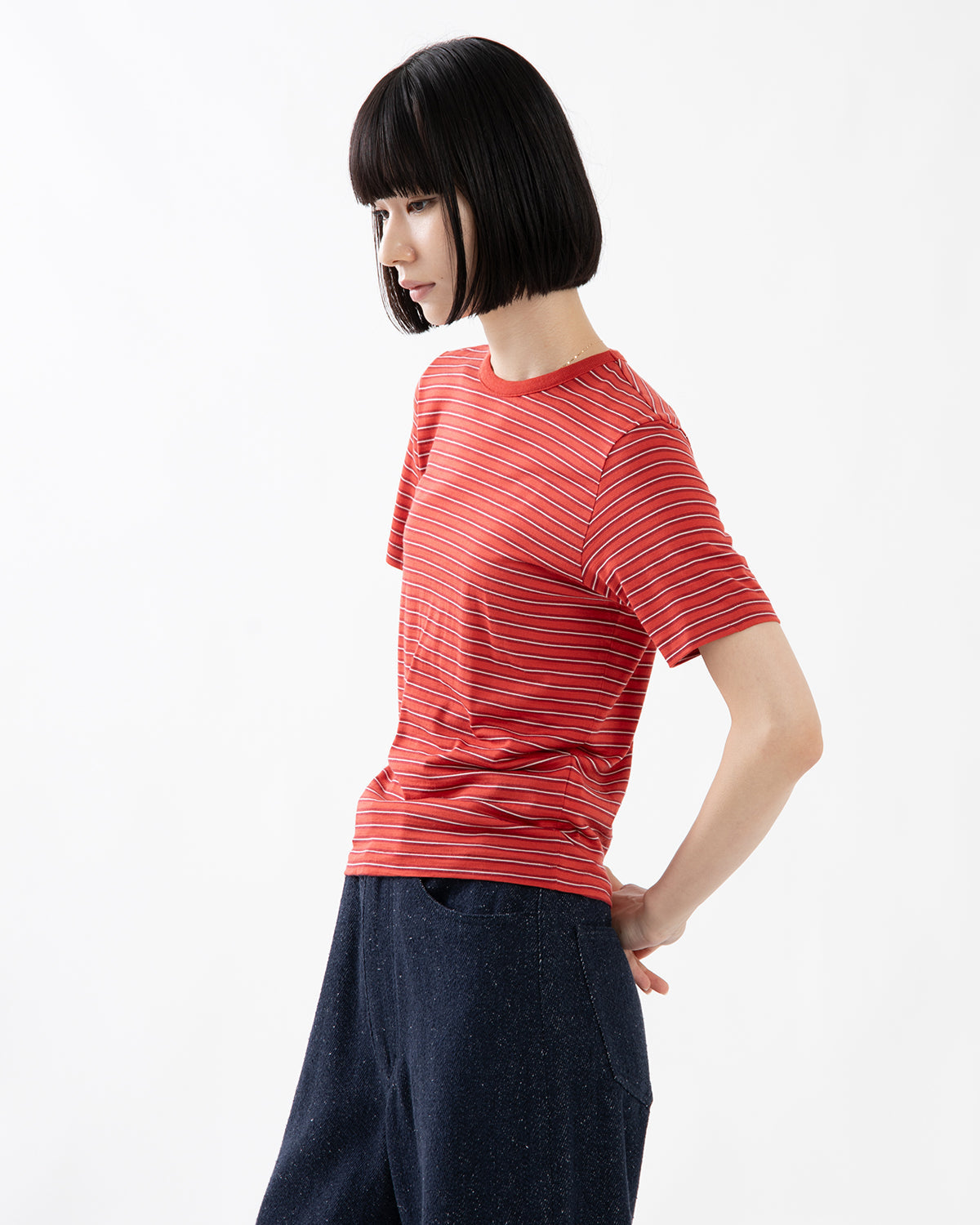 SOFT SMOOTH WOOL STRIPE JERSEY TEE (WOMEN'S)