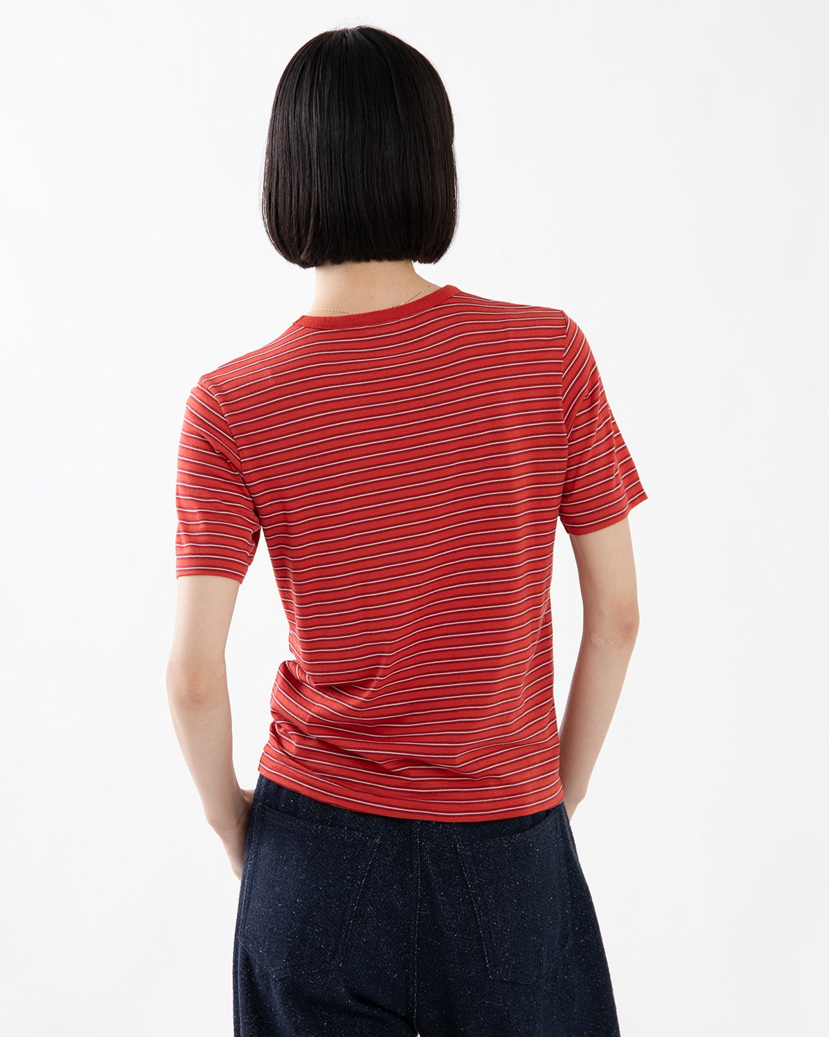 SOFT SMOOTH WOOL STRIPE JERSEY TEE (WOMEN'S)